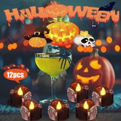 12PCS Battery Operated LED Flameless Candles Light Halloween Christmas Decorative Tea Lamps 12PCS Battery Operated LED Flameless Candles Light Halloween Christmas Decorative Tea Lamps