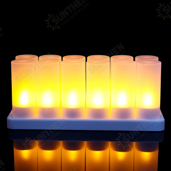 12PCS Flameless LED Candle Light Rechargeable Flickering Tea Lamp for Birthday Party US Plug AC110V