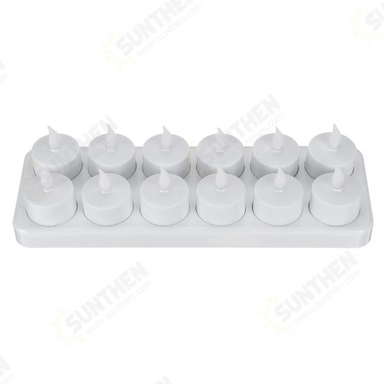 12PCS Flameless LED Candle Light Rechargeable Flickering Tea Lamp for Birthday Party US Plug AC110V