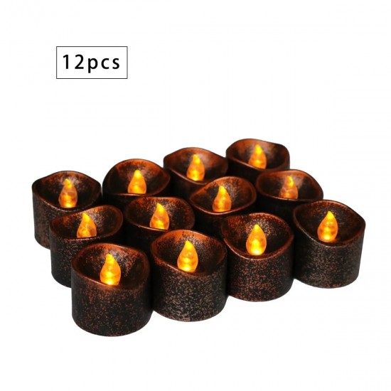 12PCS Halloween Battery Operated Party Decoration Electronic Flickering LED Candle Lamp Yellow