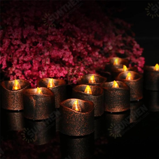 12PCS Halloween Battery Operated Party Decoration Electronic Flickering LED Candle Lamp Yellow