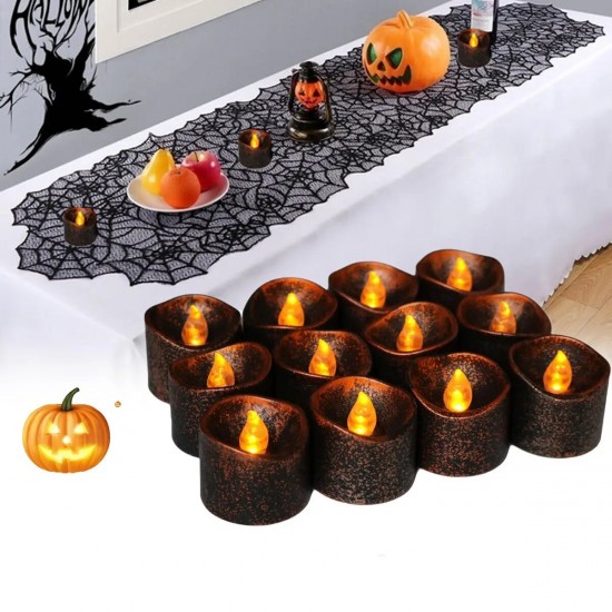 12PCS Halloween Battery Operated Party Decoration Electronic Flickering LED Candle Lamp Yellow