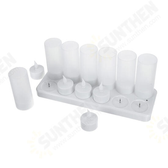 12PCS Rechargeable Colorful Flameless Flickering Tea Candle Light + Holder UK Plug AC220V