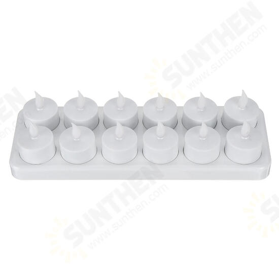 12PCS Rechargeable Colorful Flameless Flickering Tea Candle Light + Holder UK Plug AC220V