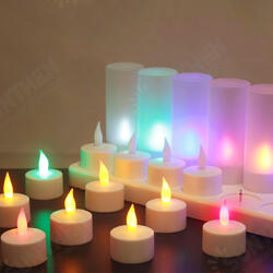 12PCS Rechargeable Colorful Flameless Flickering Tea Candle Light + Holder UK Plug AC220V 12PCS Rechargeable Colorful Flameless Flickering Tea Candle Light + Holder UK Plug AC220V