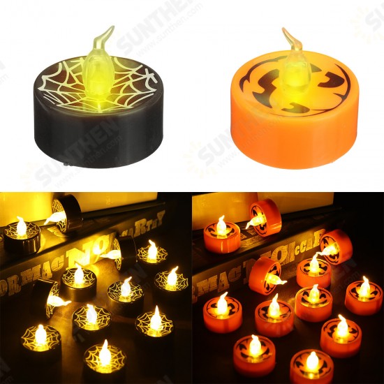 12Pcs LED Tea Lights Battery Operated Flickering Flameless Candles Halloween Pumpkin