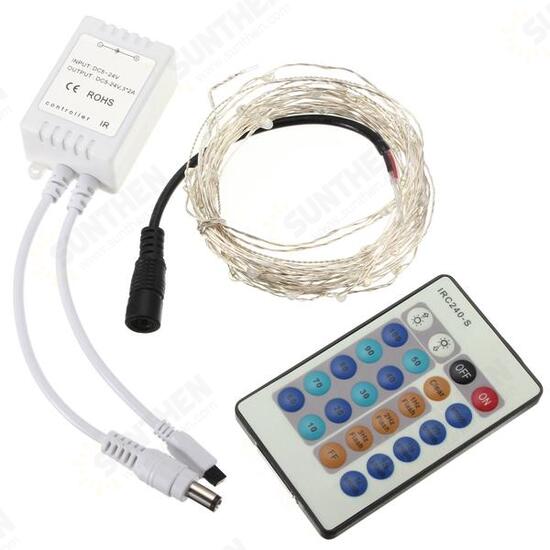 12V 10M 100LED Silver Wire Christmas String Fairy Light Remote Controller without Adapter