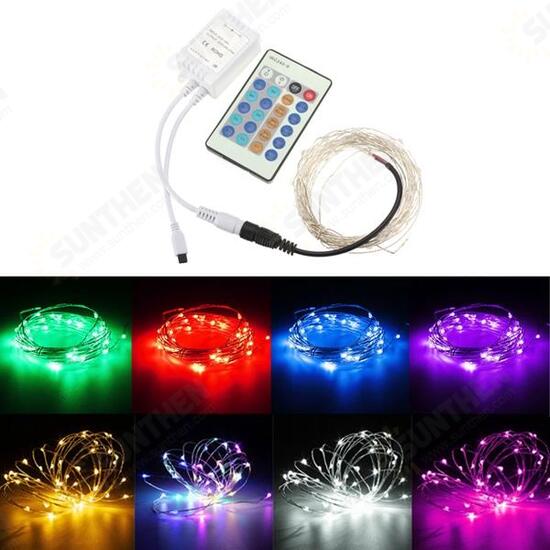 12V 10M 100LED Silver Wire Christmas String Fairy Light Remote Controller without Adapter