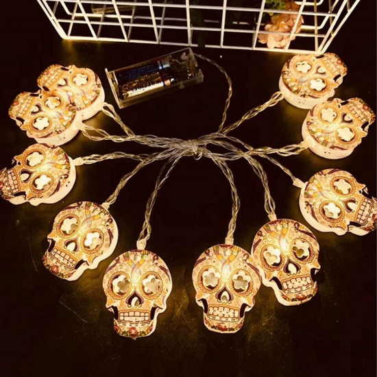 1.5M 3M 4.5M Skull Halloween LED Fairy String Light Battery Powered Outdoor Garden Party Lamp