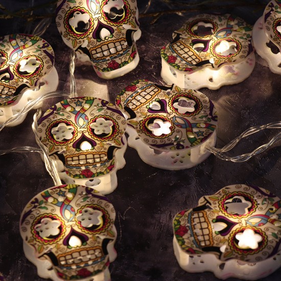 1.5M 3M 4.5M Skull Halloween LED Fairy String Light Battery Powered Outdoor Garden Party Lamp