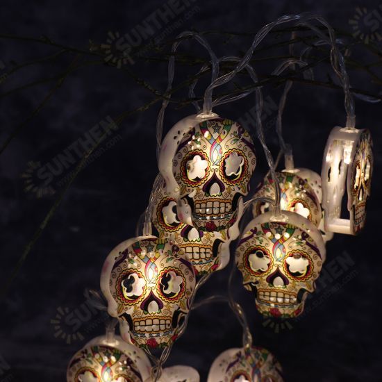 1.5M 3M 4.5M Skull Halloween LED Fairy String Light Battery Powered Outdoor Garden Party Lamp