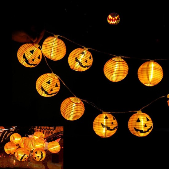 1.5M 4M Halloween Pumpkin Lantern Warm White LED String Light Night Lamp Festival Home Party Decors