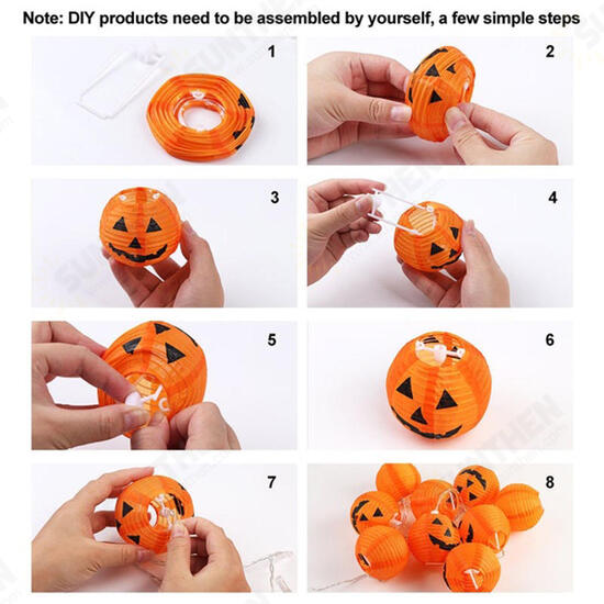 1.5M 4M Halloween Pumpkin Lantern Warm White LED String Light Night Lamp Festival Home Party Decors