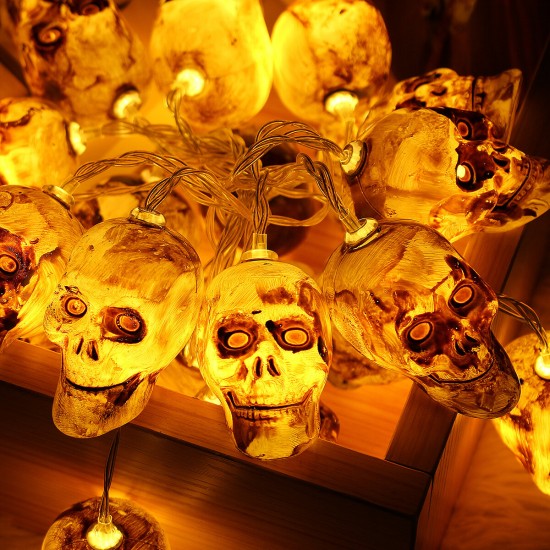 1.5M/3M 10/20LED Halloween Skull LED String Fairy Light Ornament Decor Party Home