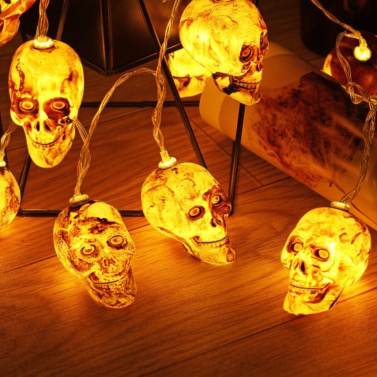 1.5M/3M 10/20LED Halloween Skull LED String Fairy Light Ornament Decor Party Home