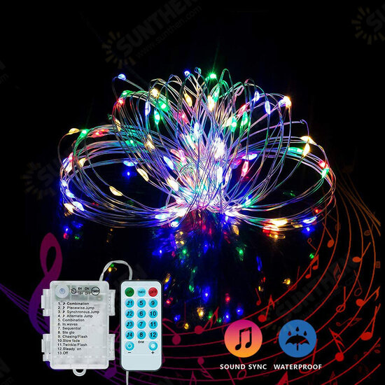 16.4FT/32.8FT 50/100LED Music LED String Light Battery Powered Waterproof Remote Control Home Party Lamp Decor