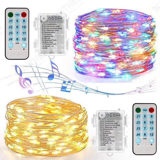 16.4FT/32.8FT 50/100LED Music LED String Light Battery Powered Waterproof Remote Control Home Party Lamp Decor