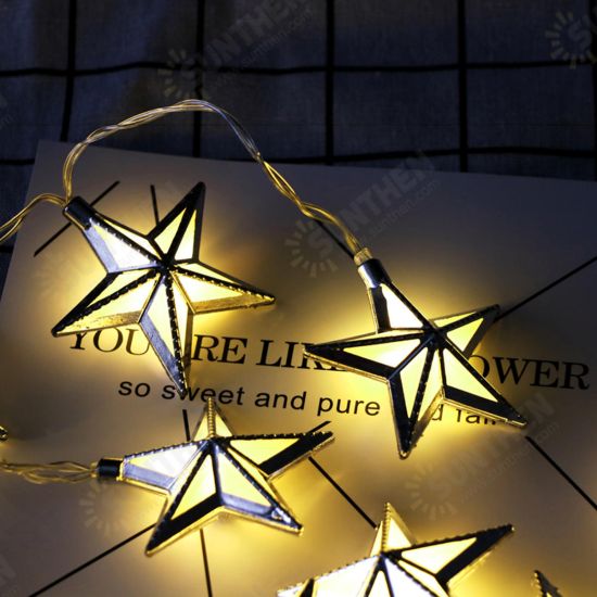 1.65M Battery Powered 10PCS Star Shape Eid Ramadan LED String Light Indoor Home Party Decor