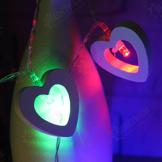 1.8M 0.3W Wooden Heart Shape Battery Powered 10LED Fairy String Light for Christmas Home Party Decor DC3V