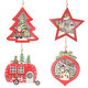 1Pcs Christmas Ornaments With Light Hollow Wooden Pendants Creative Car Small Tree Ornaments