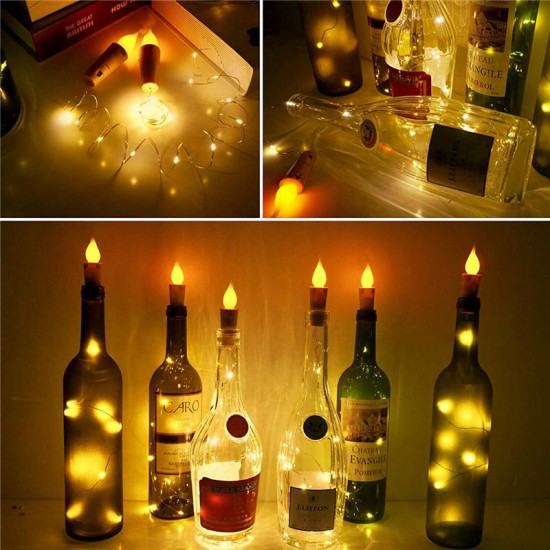 1X 6X 10X 12X Battery Operated 2M 20 LED Bottle Candle Wire String Light Fairy Strip Xmas Party Lamp