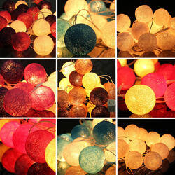 20 Cotton Ball Fairy String Lights Party Holiday Wedding Decor 20 Cotton Ball Fairy String Lights Party Holiday Wedding Decor