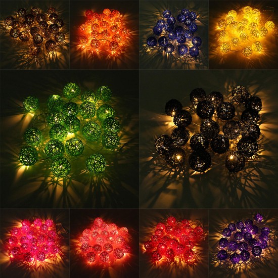 20 LED Rattan Ball String Light Home Garden Fairy Colorful Lamp Wedding Party Xmas Decor