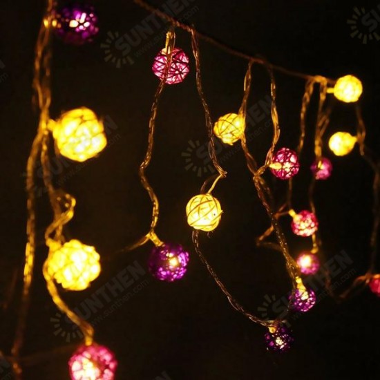 20 LED Rattan Ball String Light Home Garden Fairy Lamp Xmas Wedding Party Decor