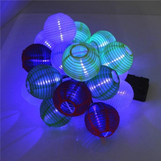 20 LED Solar Power Colorful Lantern String Fairy Light Outdoor Festival Garden Xmas Decor