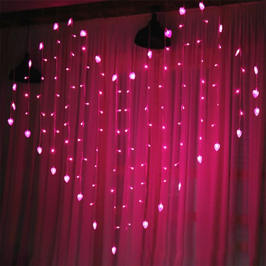 200X150cm LED Love/Butterfly Shape Curtain Lights String USB Powered Waterproof Wall Light Hanging Fairy Light Wedding Propose Marriage lamp Lighting