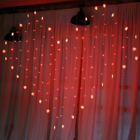 200X150cm LED Love/Butterfly Shape Curtain Lights String USB Powered Waterproof Wall Light Hanging Fairy Light Wedding Propose Marriage lamp Lighting