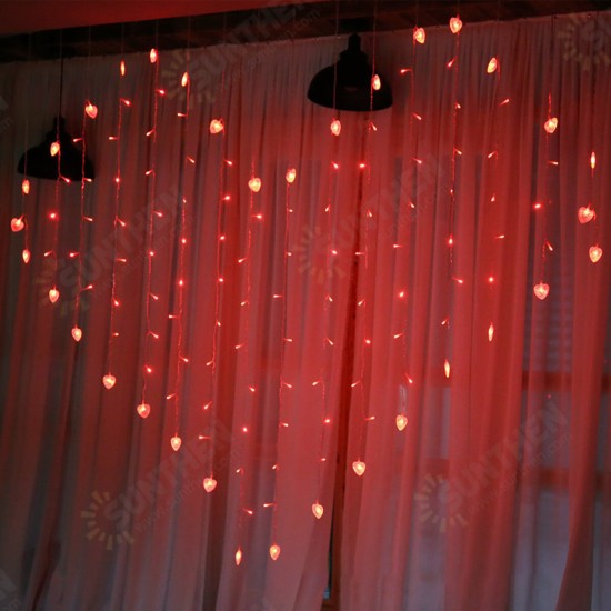 200X150cm LED Love/Butterfly Shape Curtain Lights String USB Powered Waterproof Wall Light Hanging Fairy Light Wedding Propose Marriage lamp Lighting