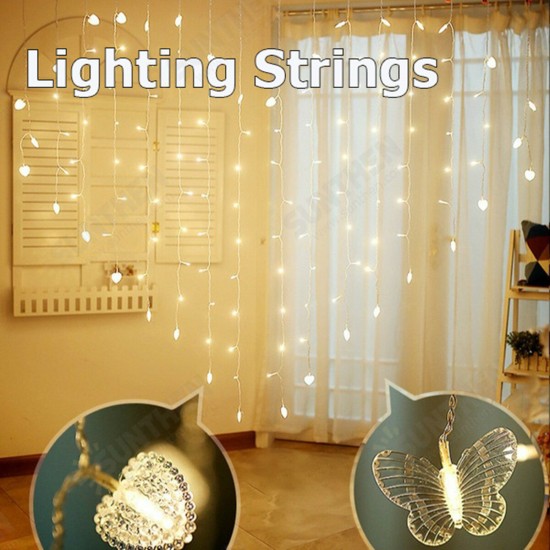 200X150cm LED Love/Butterfly Shape Curtain Lights String USB Powered Waterproof Wall Light Hanging Fairy Light Wedding Propose Marriage lamp Lighting