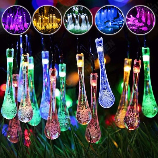 20M 200 LED Solar Water Drop Fairy String Light Garden Party Xmas Decor