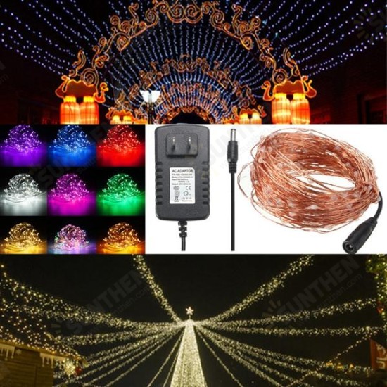 20M IP67 200 LED Copper Wire Fairy String Light for Xmas Party Decor with 12V 2A Adapter