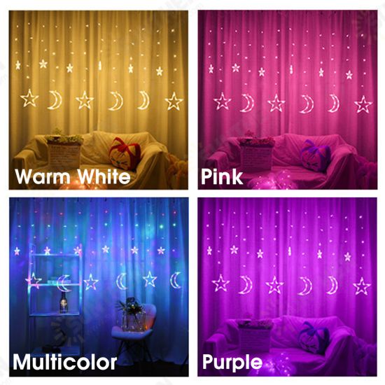 220V EU Plug LED Icicle Star Moon Lamp Fairy Curtain String Lights Christmas Garland Outdoor