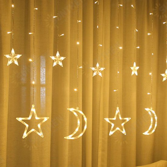 220V EU Plug LED Icicle Star Moon Lamp Fairy Curtain String Lights Christmas Garland Outdoor