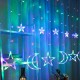 220V EU Plug LED Icicle Star Moon Lamp Fairy Curtain String Lights Christmas Garland Outdoor