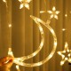 220V EU Plug LED Icicle Star Moon Lamp Fairy Curtain String Lights Christmas Garland Outdoor