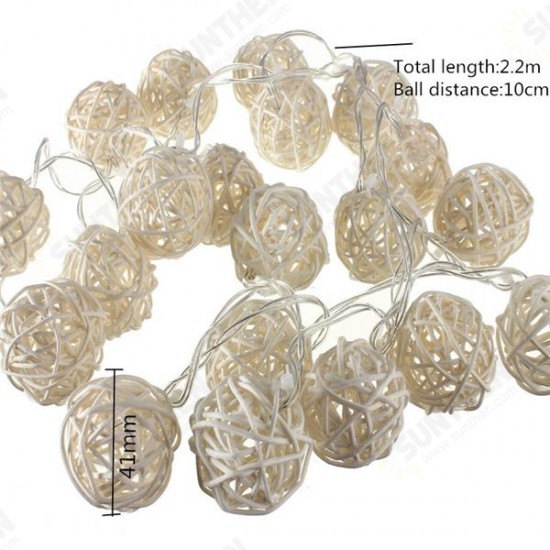 2.2M 20LED Rattan Christmas Wedding Ball String Lamp Fairy Lights