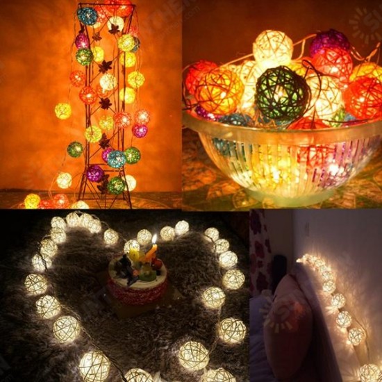 2.2M 20LED Rattan Christmas Wedding Ball String Lamp Fairy Lights