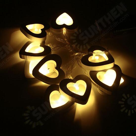 2.2M 20LEDs Wooden Heart-Shaped Warm White White Multicolor Yellow Green Blue LED String Light