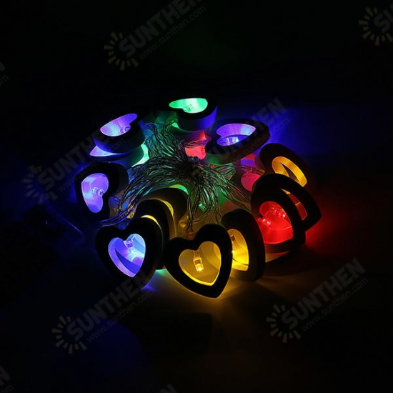 2.2M 20LEDs Wooden Heart-Shaped Warm White White Multicolor Yellow Green Blue LED String Light