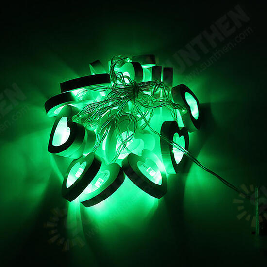 2.2M 20LEDs Wooden Heart-Shaped Warm White White Multicolor Yellow Green Blue LED String Light