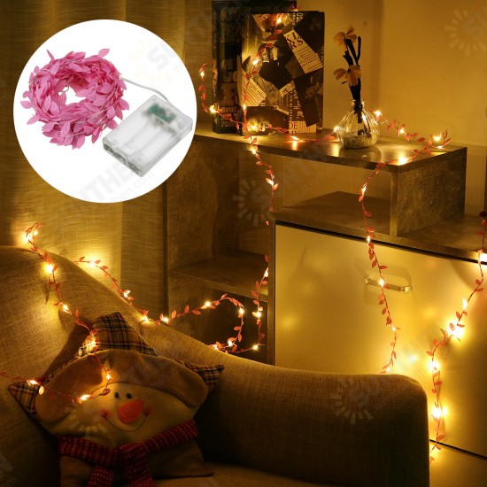 2/3/5/10M Pink LED Leaves Ivy Garland Fairy String Light Party Xmas Garden