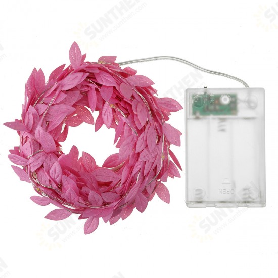 2/3/5/10M Pink LED Leaves Ivy Garland Fairy String Light Party Xmas Garden