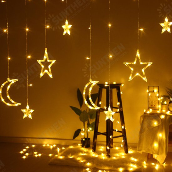 2.5M 3.5M USB Plug In LED Moon Star Curtain Fairy Ins Christmas String Light Bedroom Romantic Decor