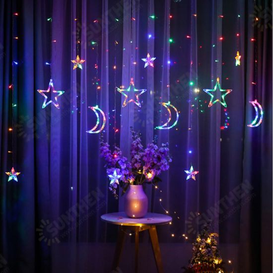 2.5M 3.5M USB Plug In LED Moon Star Curtain Fairy Ins Christmas String Light Bedroom Romantic Decor