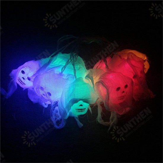 2.5M Battery Powered 10 LED Skull String Light Decoration Lamp for Halloween Ghost Party Decor