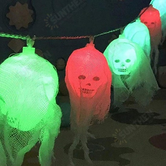 2.5M Battery Powered 10 LED Skull String Light Decoration Lamp for Halloween Ghost Party Decor